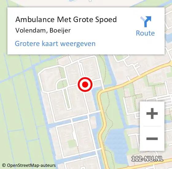 Locatie op kaart van de 112 melding: Ambulance Met Grote Spoed Naar Volendam, Boeijer op 15 oktober 2023 08:21