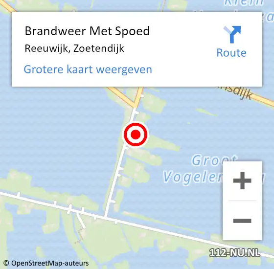 Locatie op kaart van de 112 melding: Brandweer Met Spoed Naar Reeuwijk, Zoetendijk op 15 oktober 2023 08:57