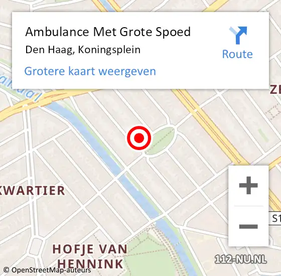 Locatie op kaart van de 112 melding: Ambulance Met Grote Spoed Naar Den Haag, Koningsplein op 15 oktober 2023 09:07