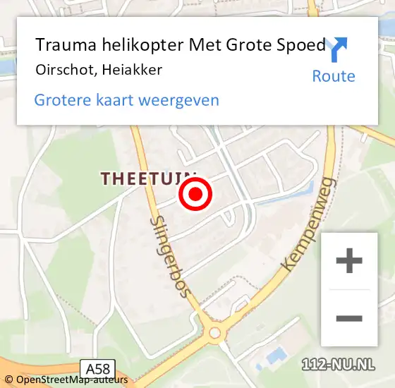 Locatie op kaart van de 112 melding: Trauma helikopter Met Grote Spoed Naar Oirschot, Heiakker op 15 oktober 2023 10:01