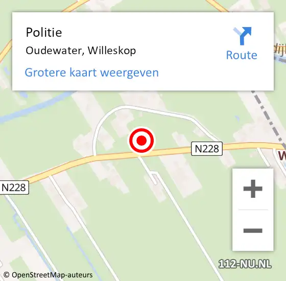 Locatie op kaart van de 112 melding: Politie Oudewater, Willeskop op 11 september 2014 16:35