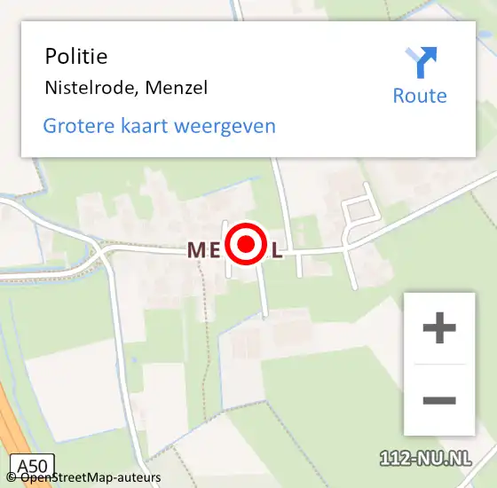 Locatie op kaart van de 112 melding: Politie Nistelrode, Menzel op 15 oktober 2023 10:48