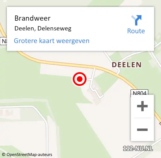 Locatie op kaart van de 112 melding: Brandweer Deelen, Delenseweg op 15 oktober 2023 11:07