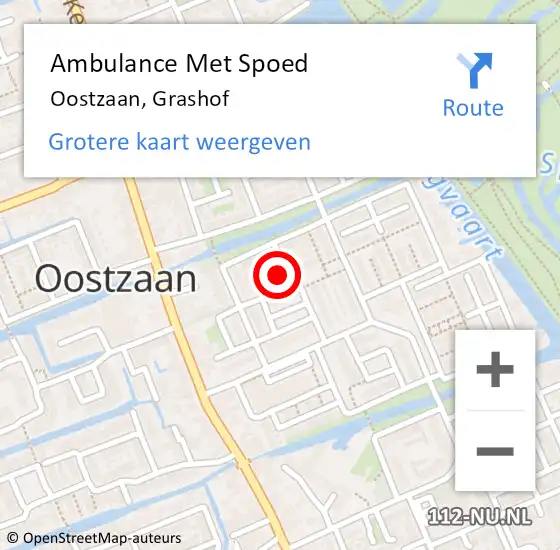 Locatie op kaart van de 112 melding: Ambulance Met Spoed Naar Oostzaan, Grashof op 15 oktober 2023 11:14