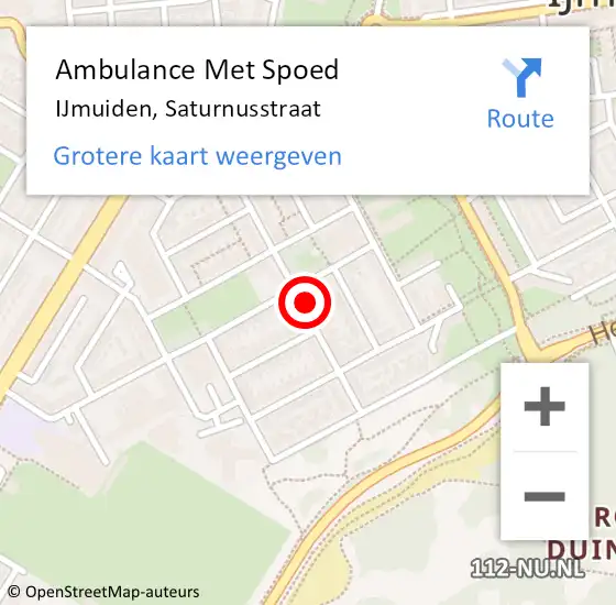 Locatie op kaart van de 112 melding: Ambulance Met Spoed Naar IJmuiden, Saturnusstraat op 15 oktober 2023 11:18