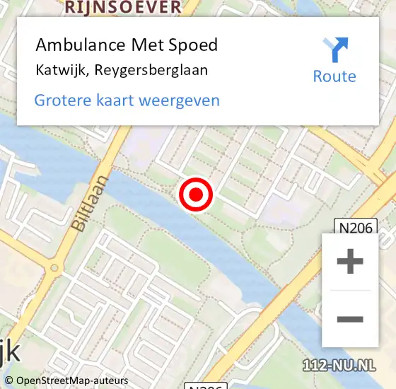 Locatie op kaart van de 112 melding: Ambulance Met Spoed Naar Katwijk, Reygersberglaan op 15 oktober 2023 11:32