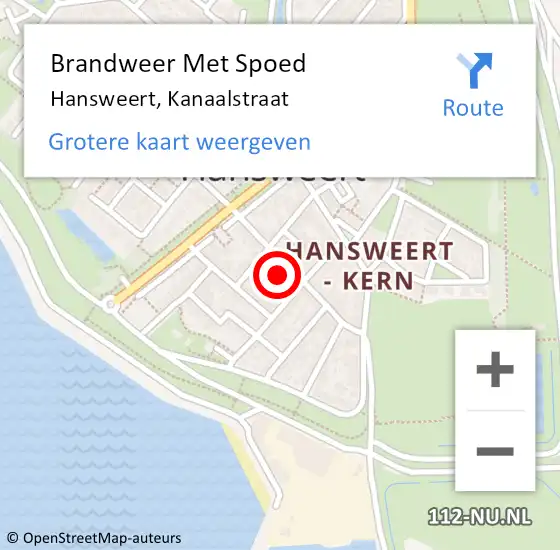 Locatie op kaart van de 112 melding: Brandweer Met Spoed Naar Hansweert, Kanaalstraat op 15 oktober 2023 12:04