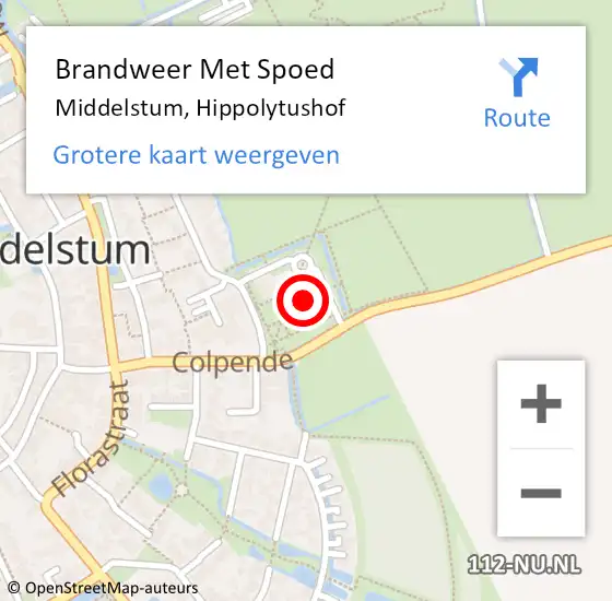 Locatie op kaart van de 112 melding: Brandweer Met Spoed Naar Middelstum, Hippolytushof op 15 oktober 2023 12:14