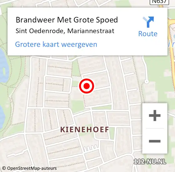 Locatie op kaart van de 112 melding: Brandweer Met Grote Spoed Naar Sint Oedenrode, Mariannestraat op 15 oktober 2023 12:23