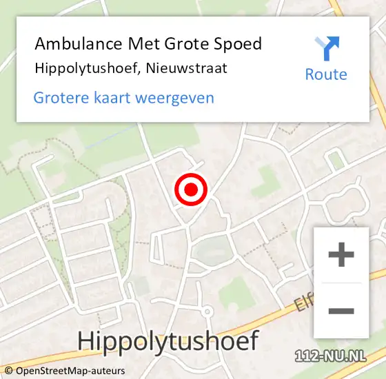 Locatie op kaart van de 112 melding: Ambulance Met Grote Spoed Naar Hippolytushoef, Nieuwstraat op 15 oktober 2023 12:25