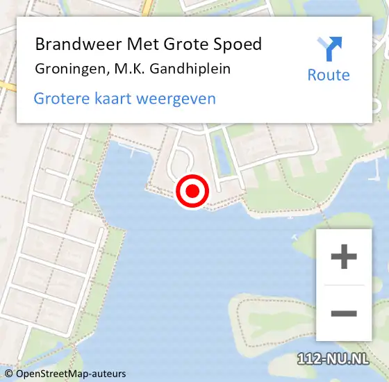 Locatie op kaart van de 112 melding: Brandweer Met Grote Spoed Naar Groningen, M.K. Gandhiplein op 15 oktober 2023 12:34