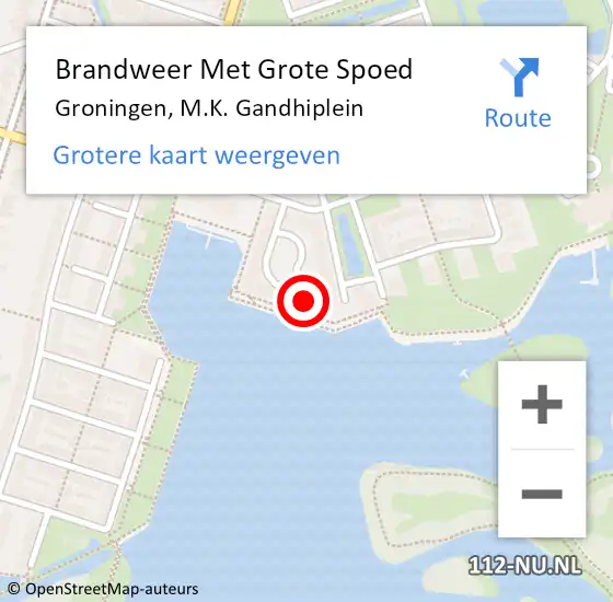 Locatie op kaart van de 112 melding: Brandweer Met Grote Spoed Naar Groningen, M.K. Gandhiplein op 15 oktober 2023 12:36