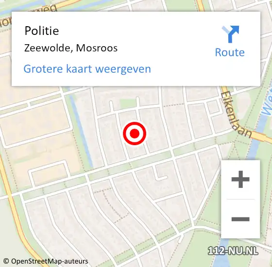 Locatie op kaart van de 112 melding: Politie Zeewolde, Mosroos op 15 oktober 2023 13:02