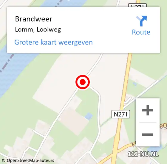 Locatie op kaart van de 112 melding: Brandweer Lomm, Looiweg op 11 september 2014 16:49