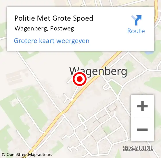 Locatie op kaart van de 112 melding: Politie Met Grote Spoed Naar Wagenberg, Postweg op 15 oktober 2023 13:18