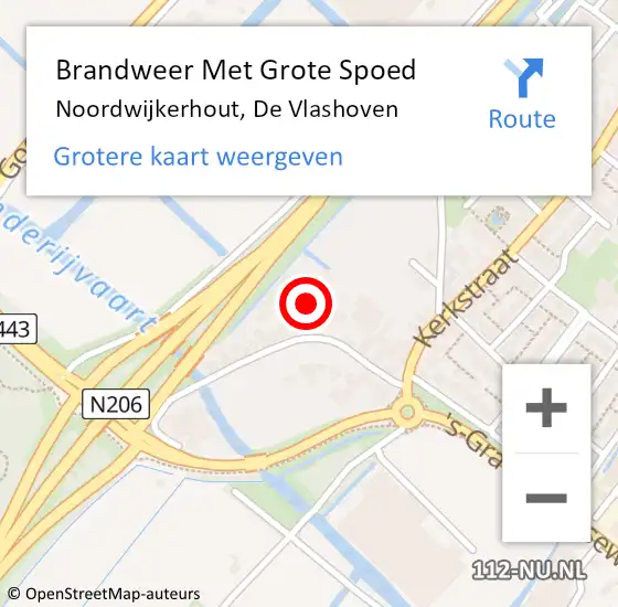 Locatie op kaart van de 112 melding: Brandweer Met Grote Spoed Naar Noordwijkerhout, De Vlashoven op 15 oktober 2023 13:33