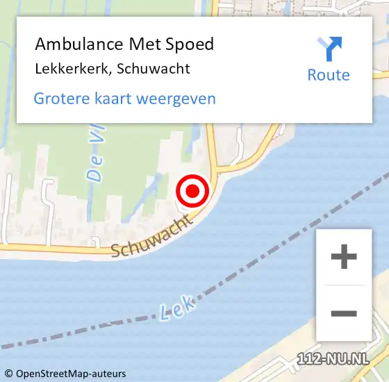 Locatie op kaart van de 112 melding: Ambulance Met Spoed Naar Lekkerkerk, Schuwacht op 15 oktober 2023 13:42