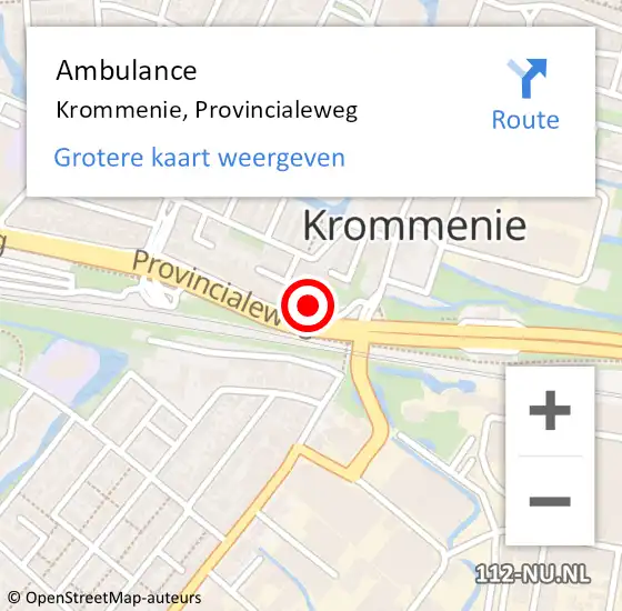 Locatie op kaart van de 112 melding: Ambulance Krommenie, Provincialeweg op 15 oktober 2023 14:00