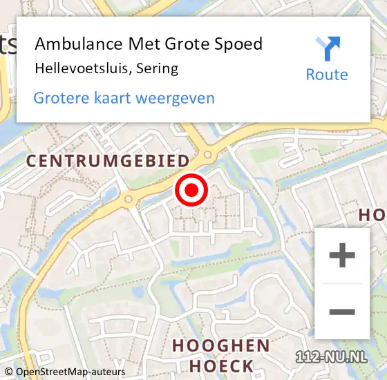 Locatie op kaart van de 112 melding: Ambulance Met Grote Spoed Naar Hellevoetsluis, Sering op 15 oktober 2023 14:03