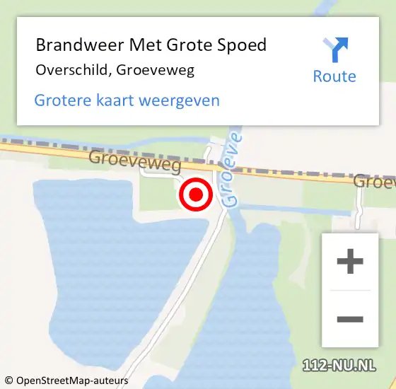 Locatie op kaart van de 112 melding: Brandweer Met Grote Spoed Naar Overschild, Groeveweg op 14 oktober 2013 09:55