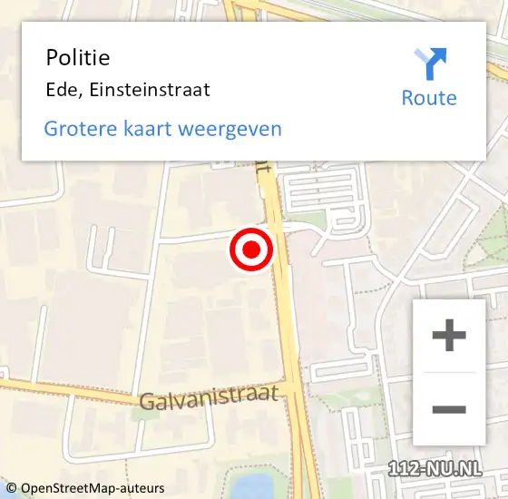 Locatie op kaart van de 112 melding: Politie Ede, Einsteinstraat op 15 oktober 2023 14:10