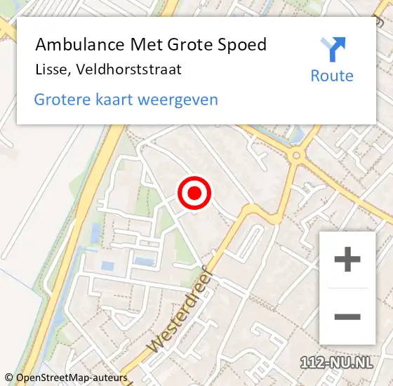 Locatie op kaart van de 112 melding: Ambulance Met Grote Spoed Naar Lisse, Veldhorststraat op 15 oktober 2023 14:25