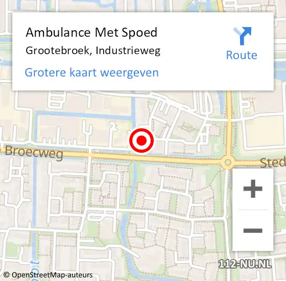 Locatie op kaart van de 112 melding: Ambulance Met Spoed Naar Grootebroek, Industrieweg op 15 oktober 2023 14:27