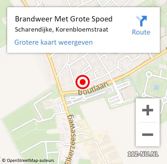 Locatie op kaart van de 112 melding: Brandweer Met Grote Spoed Naar Scharendijke, Korenbloemstraat op 15 oktober 2023 14:39