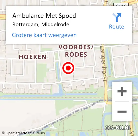Locatie op kaart van de 112 melding: Ambulance Met Spoed Naar Rotterdam, Middelrode op 15 oktober 2023 15:31