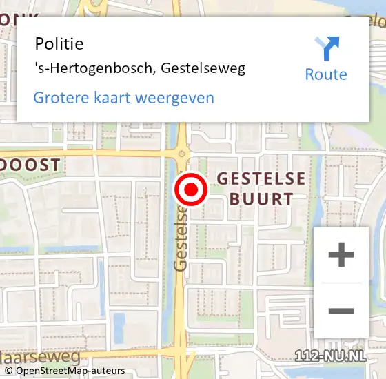 Locatie op kaart van de 112 melding: Politie 's-Hertogenbosch, Gestelseweg op 15 oktober 2023 15:33