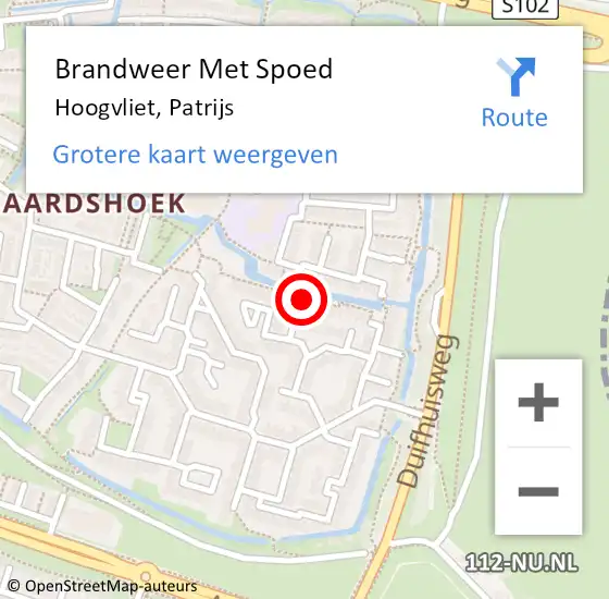 Locatie op kaart van de 112 melding: Brandweer Met Spoed Naar Hoogvliet, Patrijs op 15 oktober 2023 16:09