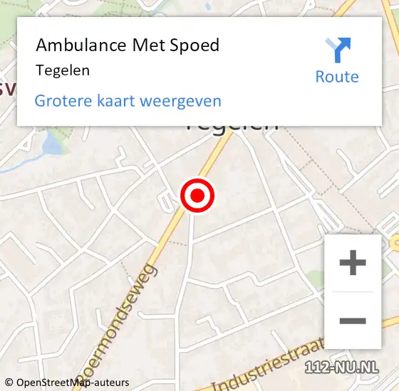 Locatie op kaart van de 112 melding: Ambulance Met Spoed Naar Tegelen op 15 oktober 2023 16:09