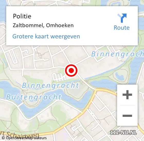 Locatie op kaart van de 112 melding: Politie Zaltbommel, Omhoeken op 15 oktober 2023 16:33