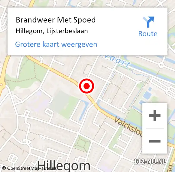 Locatie op kaart van de 112 melding: Brandweer Met Spoed Naar Hillegom, Lijsterbeslaan op 11 september 2014 17:06