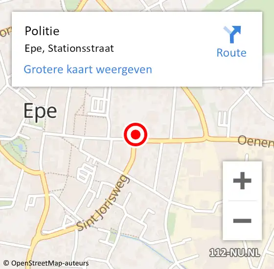 Locatie op kaart van de 112 melding: Politie Epe, Stationsstraat op 15 oktober 2023 16:42