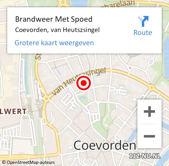 Locatie op kaart van de 112 melding: Brandweer Met Spoed Naar Coevorden, van Heutszsingel op 15 oktober 2023 16:51