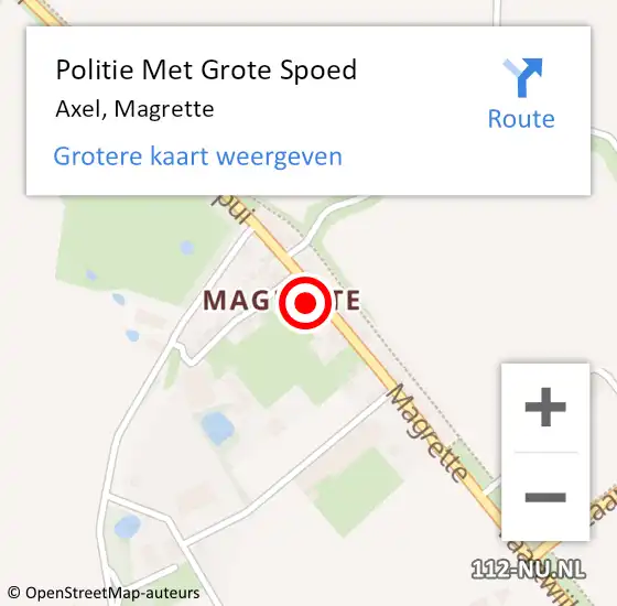 Locatie op kaart van de 112 melding: Politie Met Grote Spoed Naar Axel, Magrette op 15 oktober 2023 16:59
