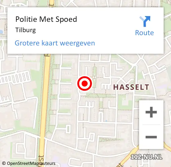 Locatie op kaart van de 112 melding: Politie Met Spoed Naar Tilburg op 15 oktober 2023 17:02