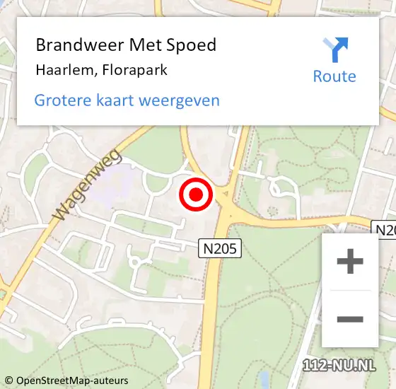 Locatie op kaart van de 112 melding: Brandweer Met Spoed Naar Haarlem, Florapark op 15 oktober 2023 17:02