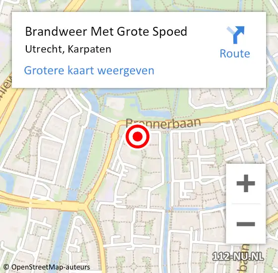 Locatie op kaart van de 112 melding: Brandweer Met Grote Spoed Naar Utrecht, Karpaten op 15 oktober 2023 17:09