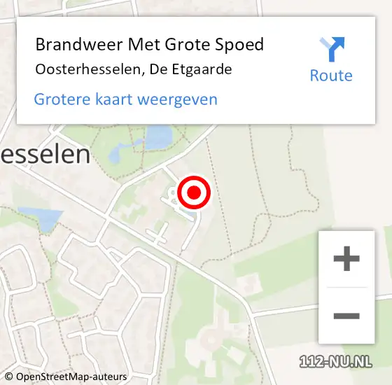 Locatie op kaart van de 112 melding: Brandweer Met Grote Spoed Naar Oosterhesselen, De Etgaarde op 15 oktober 2023 17:11