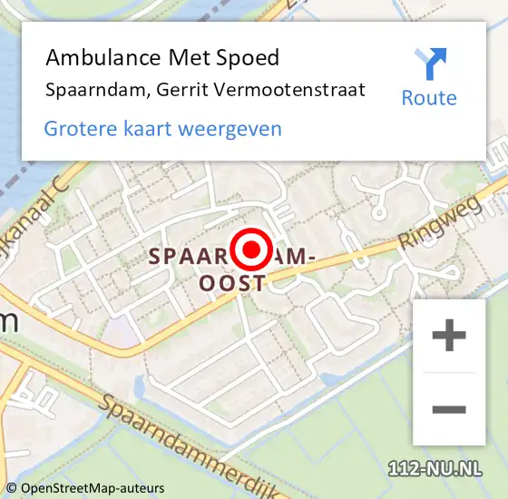 Locatie op kaart van de 112 melding: Ambulance Met Spoed Naar Spaarndam, Gerrit Vermootenstraat op 15 oktober 2023 17:17