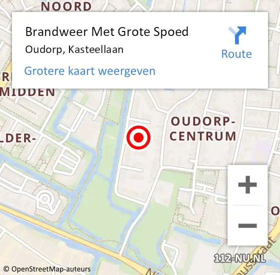 Locatie op kaart van de 112 melding: Brandweer Met Grote Spoed Naar Oudorp, Kasteellaan op 15 oktober 2023 17:32