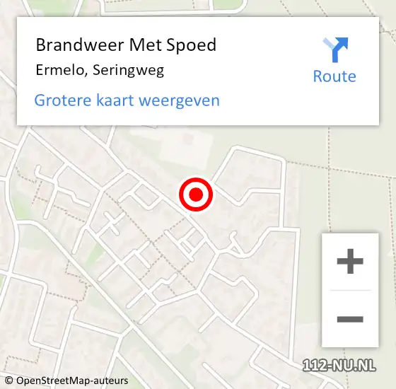 Locatie op kaart van de 112 melding: Brandweer Met Spoed Naar Ermelo, Seringweg op 15 oktober 2023 17:36