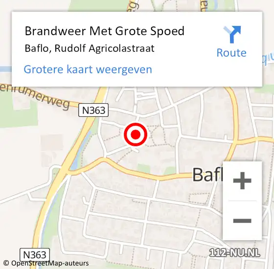 Locatie op kaart van de 112 melding: Brandweer Met Grote Spoed Naar Baflo, Rudolf Agricolastraat op 11 september 2014 17:12