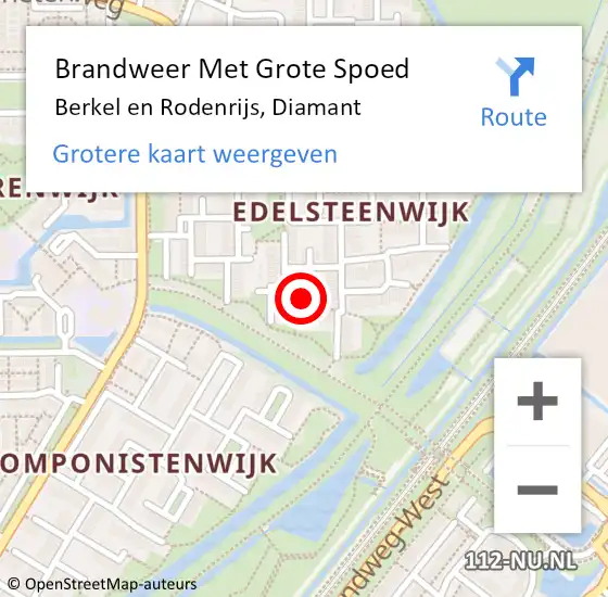 Locatie op kaart van de 112 melding: Brandweer Met Grote Spoed Naar Berkel en Rodenrijs, Diamant op 15 oktober 2023 18:29