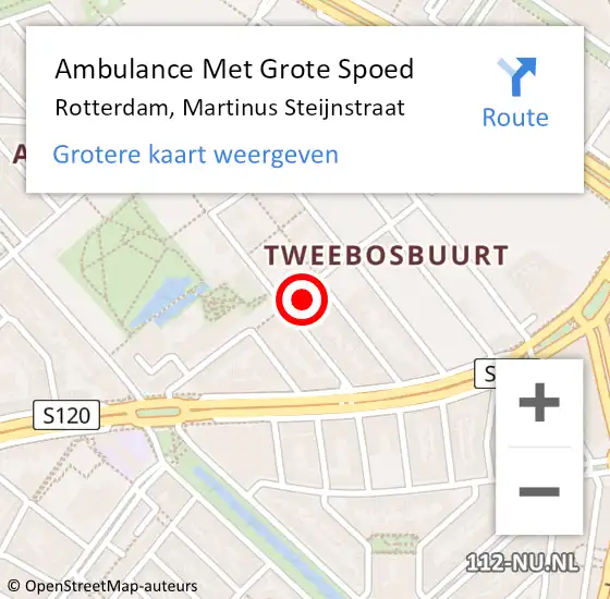 Locatie op kaart van de 112 melding: Ambulance Met Grote Spoed Naar Rotterdam, Martinus Steijnstraat op 15 oktober 2023 19:12