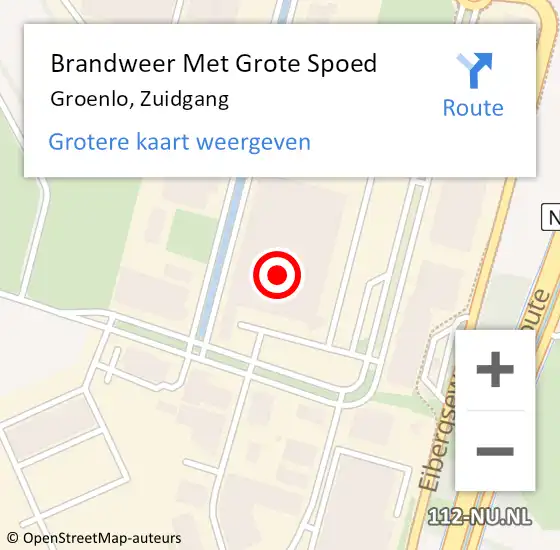 Locatie op kaart van de 112 melding: Brandweer Met Grote Spoed Naar Groenlo, Zuidgang op 15 oktober 2023 19:43