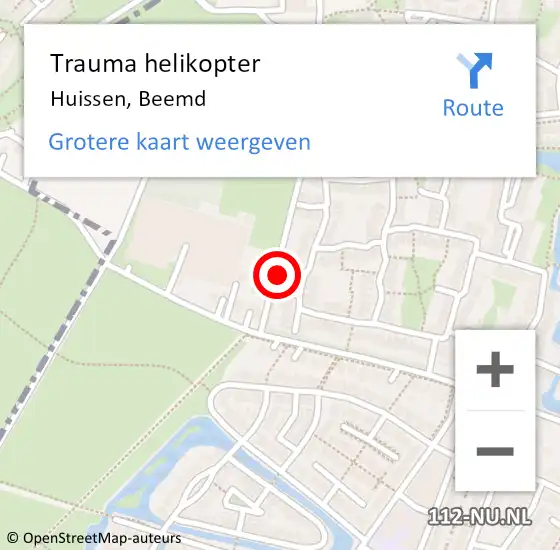 Locatie op kaart van de 112 melding: Trauma helikopter Huissen, Beemd op 15 oktober 2023 19:43