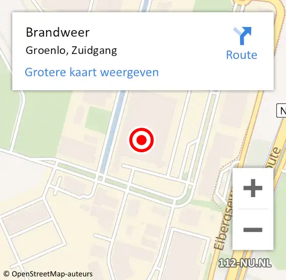 Locatie op kaart van de 112 melding: Brandweer Groenlo, Zuidgang op 15 oktober 2023 20:06